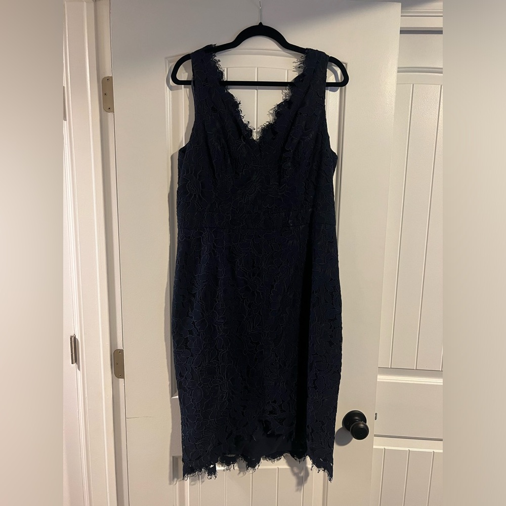 Eliza J Navy Lace Midi Dress
